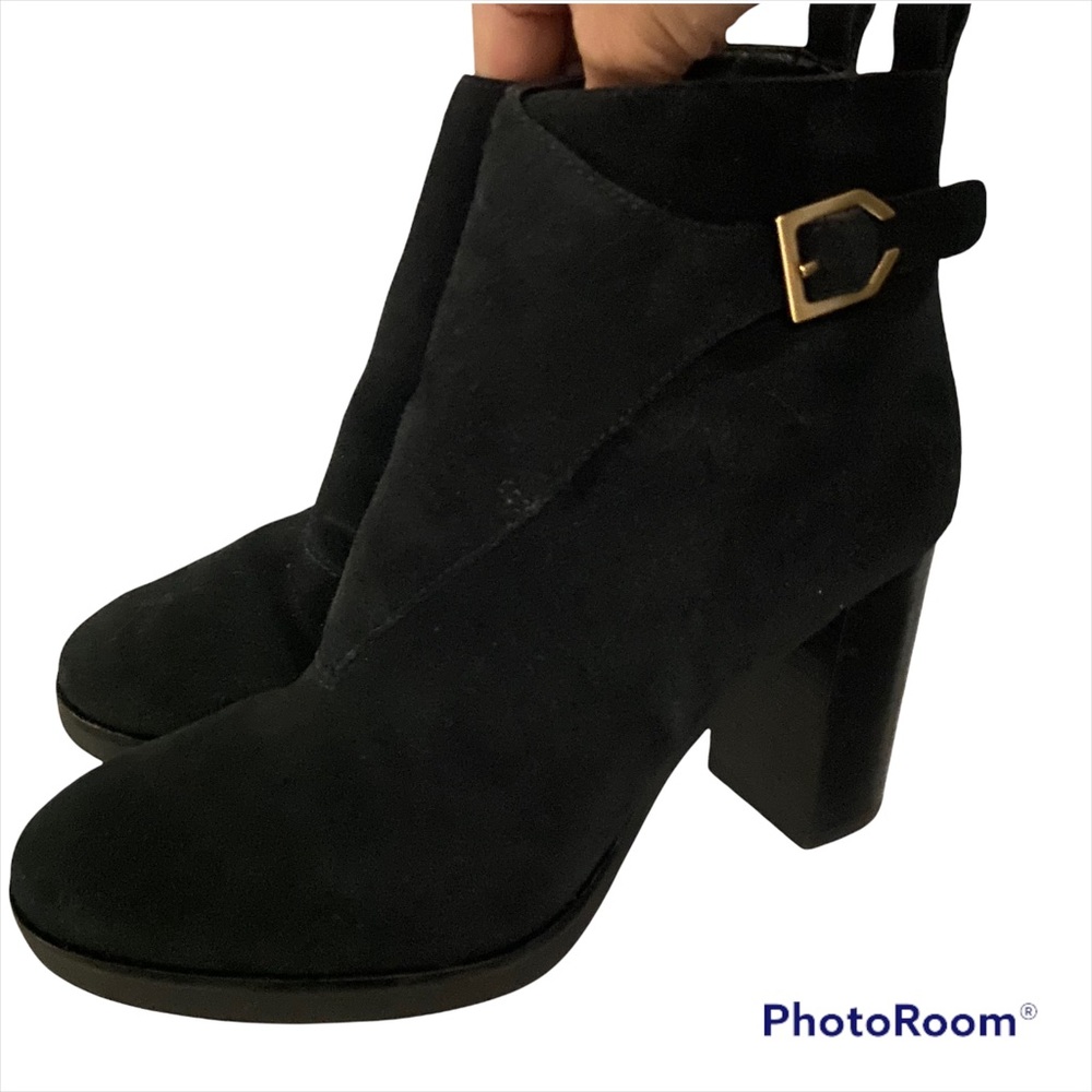 Cole Haan Harrington Grand Riding Booties Black Suede Leather 6B - W12021